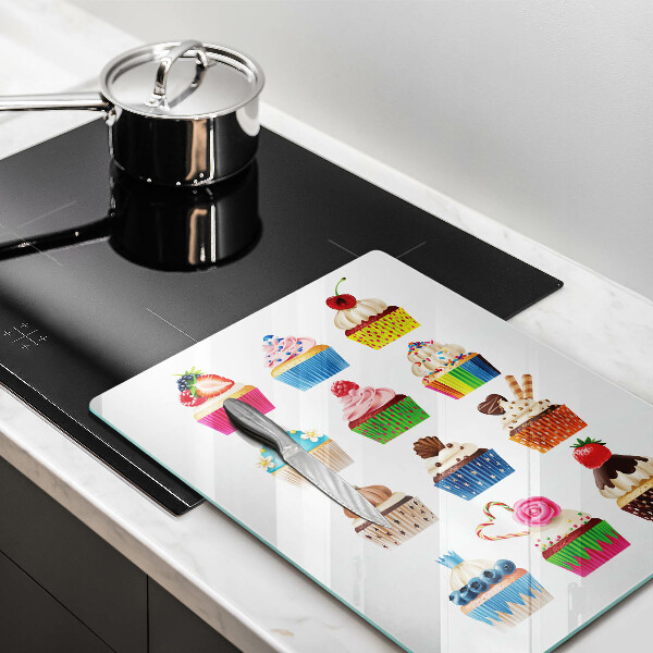 Glas Ceranfeldabdeckung Cupcake-Illustration