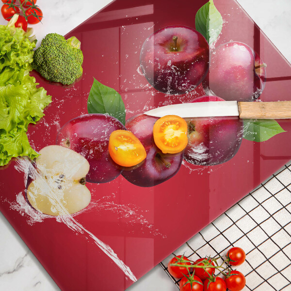 Glas Ceranfeldabdeckung Saftige Äpfel in Wasser