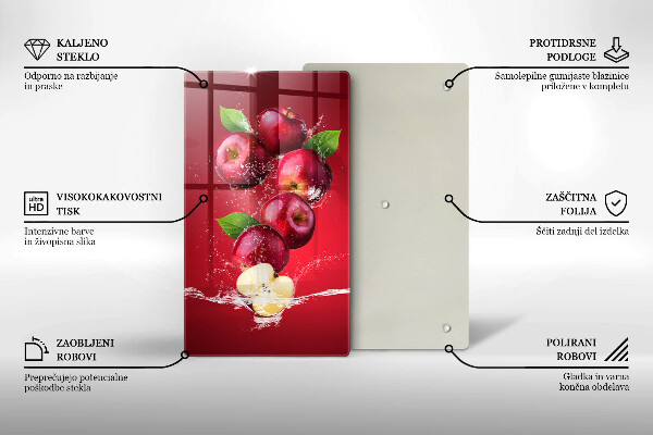 Glas Ceranfeldabdeckung Saftige Äpfel in Wasser