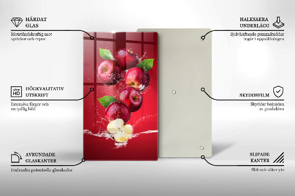 Glas Ceranfeldabdeckung Saftige Äpfel in Wasser