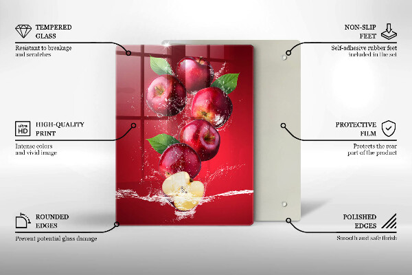 Glas Ceranfeldabdeckung Saftige Äpfel in Wasser