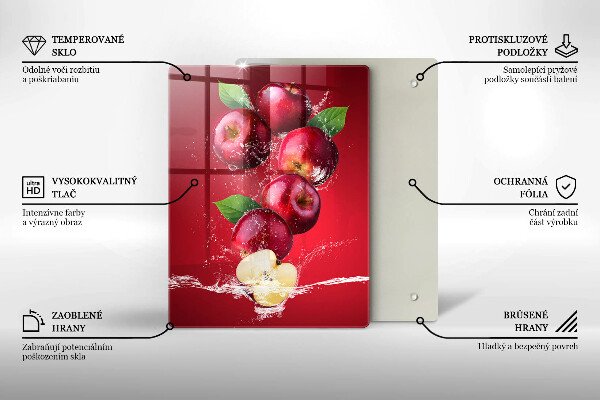 Glas Ceranfeldabdeckung Saftige Äpfel in Wasser