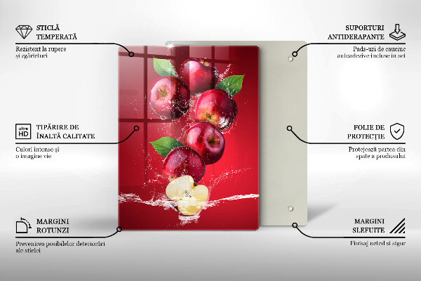 Glas Ceranfeldabdeckung Saftige Äpfel in Wasser