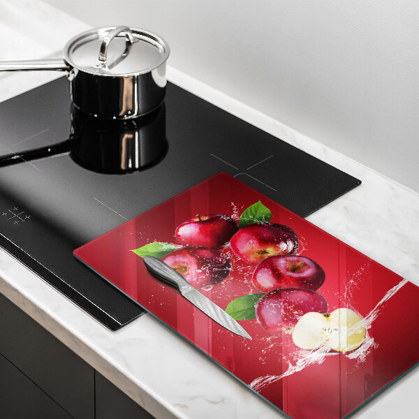 Glas Ceranfeldabdeckung Saftige Äpfel in Wasser