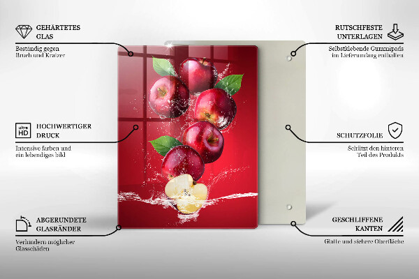 Glas Ceranfeldabdeckung Saftige Äpfel in Wasser
