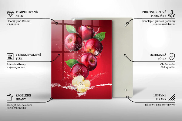 Glas Ceranfeldabdeckung Saftige Äpfel in Wasser