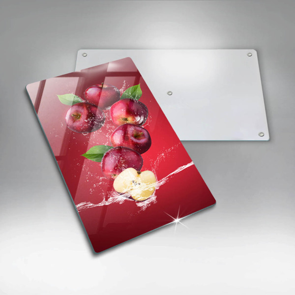 Glas Ceranfeldabdeckung Saftige Äpfel in Wasser