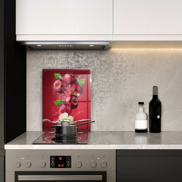 Glas Ceranfeldabdeckung Saftige Äpfel in Wasser