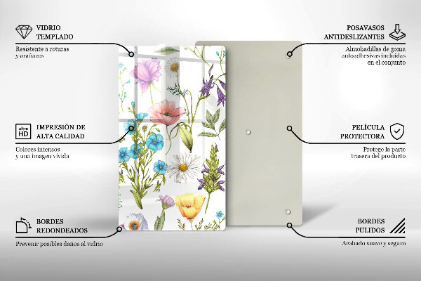 Glas Ceranfeldabdeckung Blumenillustration