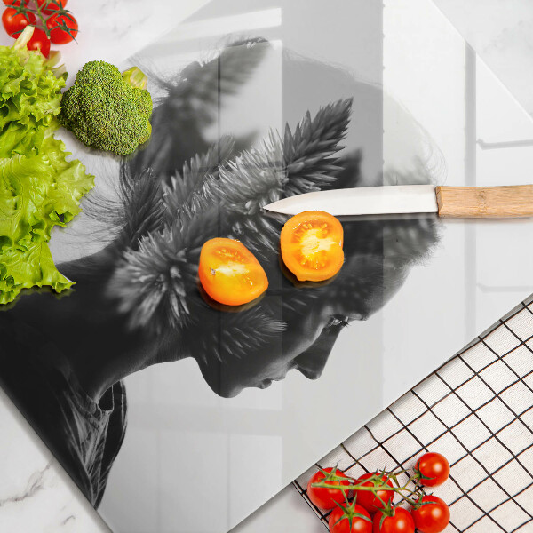 Glas Ceranfeldabdeckung Frau und Wald