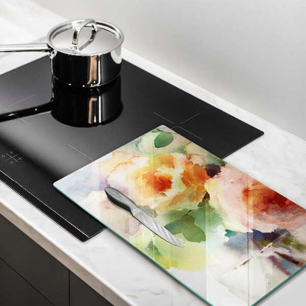 Glas Ceranfeldabdeckung Bemalte Blumen