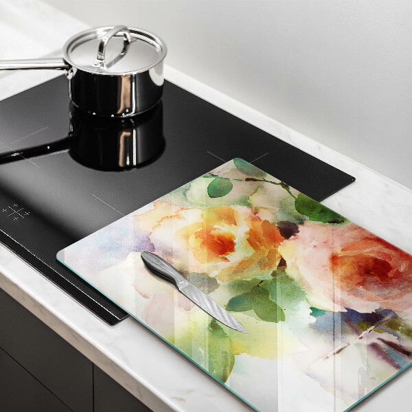 Glas Ceranfeldabdeckung Bemalte Blumen