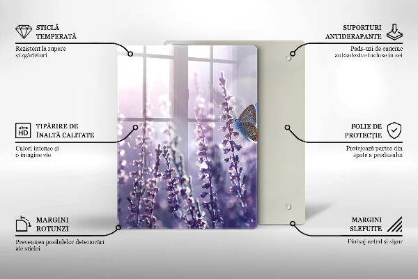 Glas Ceranfeldabdeckung Wildblumen und Schmetterling