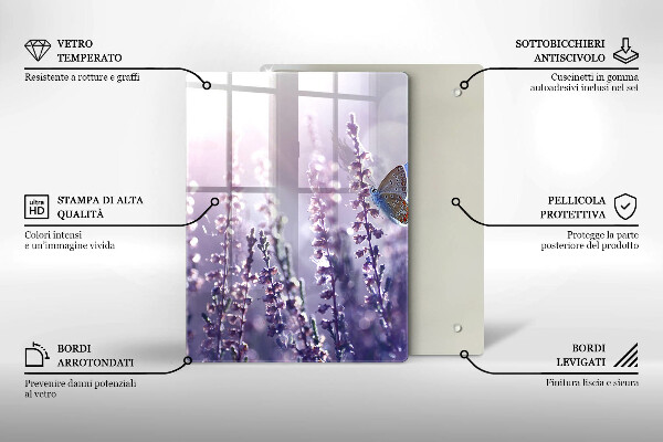 Glas Ceranfeldabdeckung Wildblumen und Schmetterling