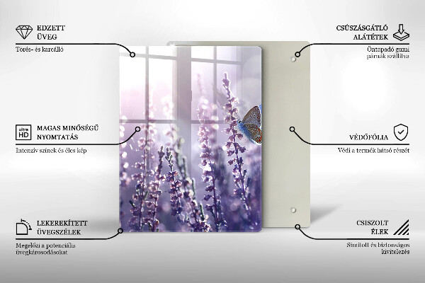 Glas Ceranfeldabdeckung Wildblumen und Schmetterling