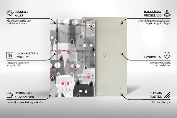 Glas Ceranfeldabdeckung Katzenillustration