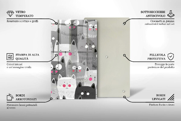 Glas Ceranfeldabdeckung Katzenillustration