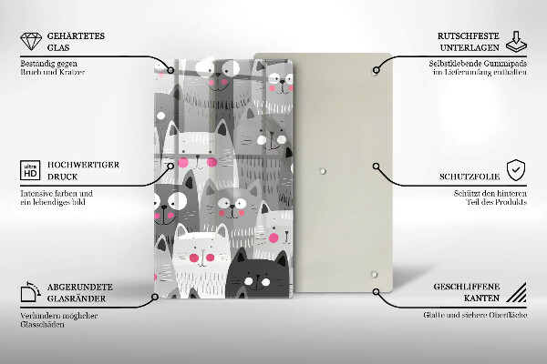 Glas Ceranfeldabdeckung Katzenillustration