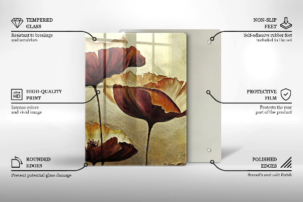 Glas Ceranfeldabdeckung Bemalte Boho-Blumen