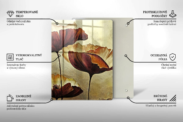 Glas Ceranfeldabdeckung Bemalte Boho-Blumen