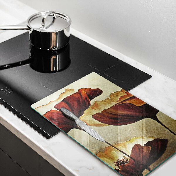 Glas Ceranfeldabdeckung Bemalte Boho-Blumen