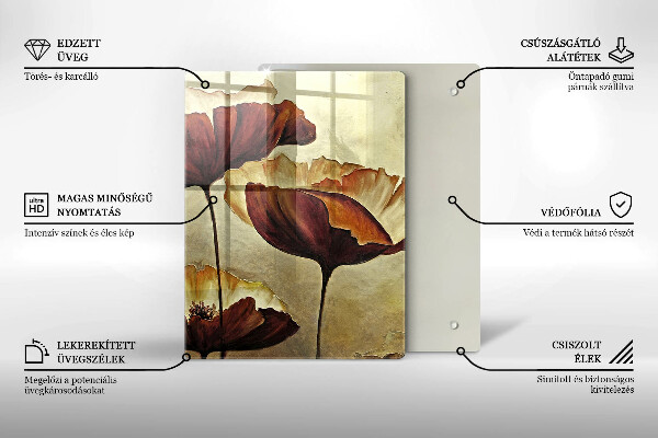 Glas Ceranfeldabdeckung Bemalte Boho-Blumen