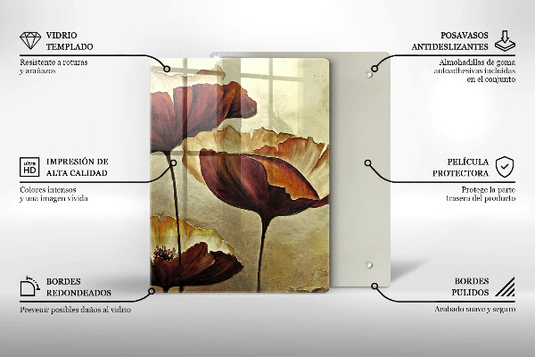 Glas Ceranfeldabdeckung Bemalte Boho-Blumen