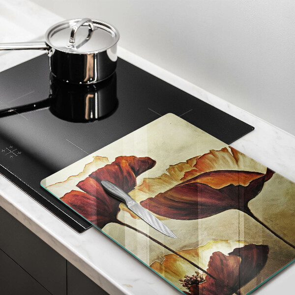 Glas Ceranfeldabdeckung Bemalte Boho-Blumen