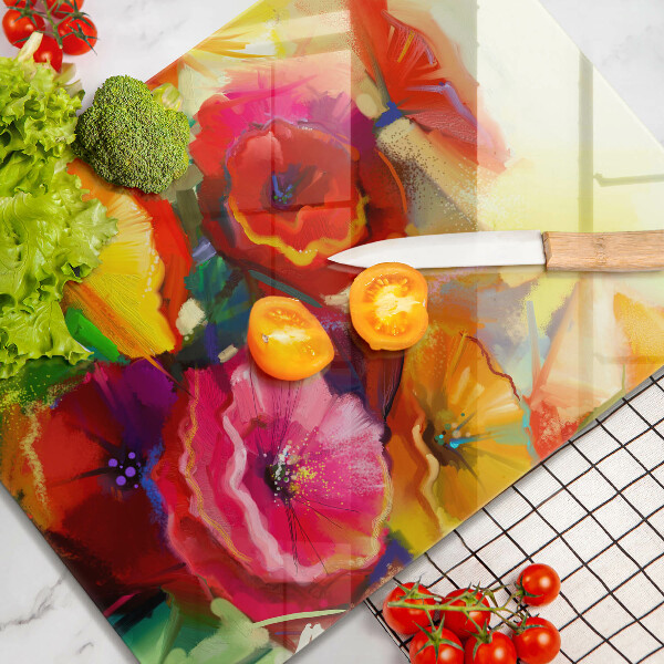 Glas Ceranfeldabdeckung Bemalte bunte Blumen
