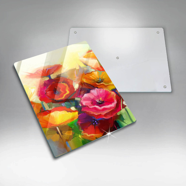 Glas Ceranfeldabdeckung Bemalte bunte Blumen