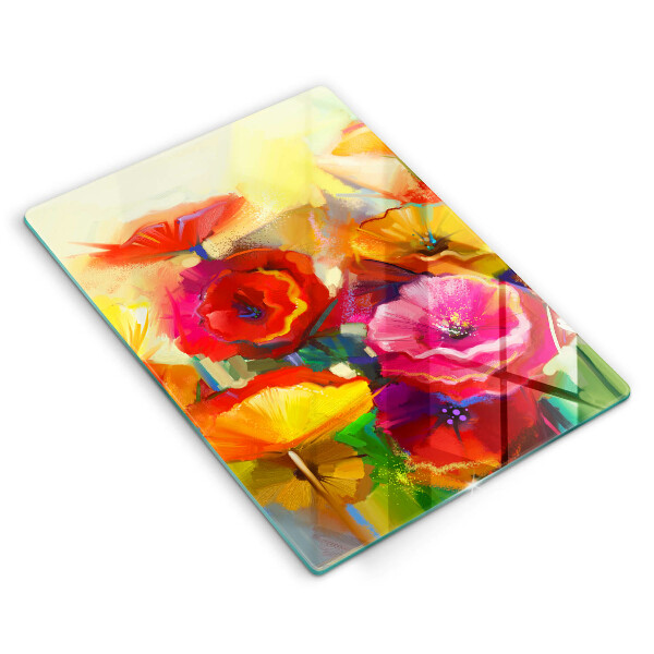 Glas Ceranfeldabdeckung Bemalte bunte Blumen