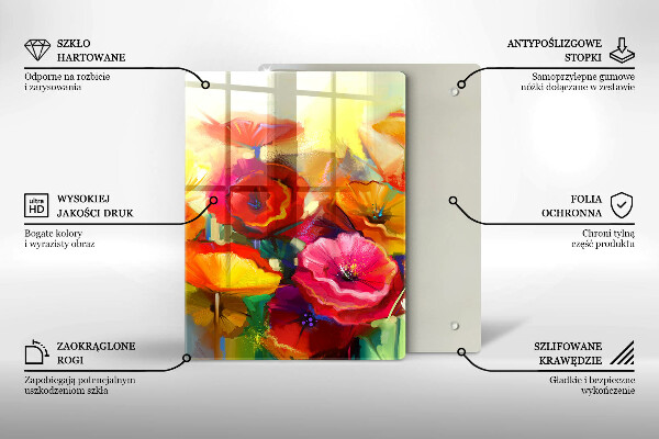 Glas Ceranfeldabdeckung Bemalte bunte Blumen
