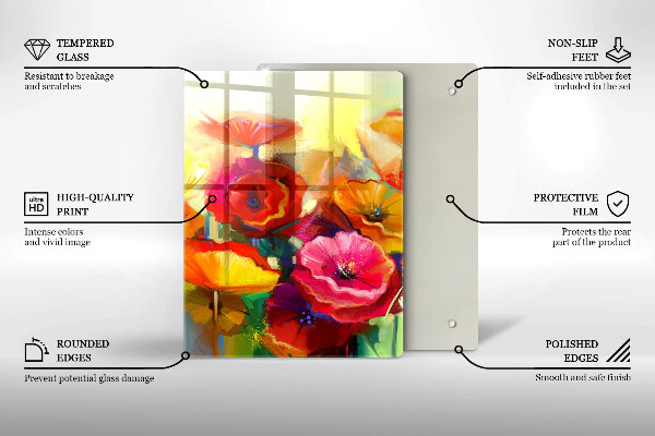 Glas Ceranfeldabdeckung Bemalte bunte Blumen