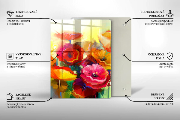 Glas Ceranfeldabdeckung Bemalte bunte Blumen