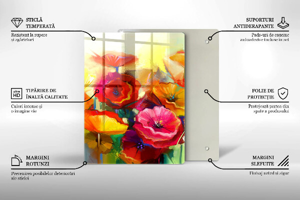 Glas Ceranfeldabdeckung Bemalte bunte Blumen