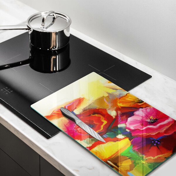Glas Ceranfeldabdeckung Bemalte bunte Blumen