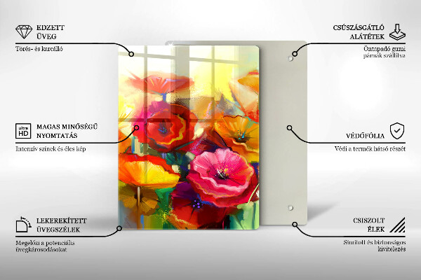 Glas Ceranfeldabdeckung Bemalte bunte Blumen