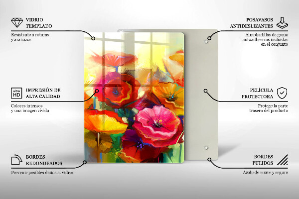 Glas Ceranfeldabdeckung Bemalte bunte Blumen