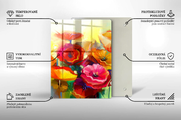 Glas Ceranfeldabdeckung Bemalte bunte Blumen