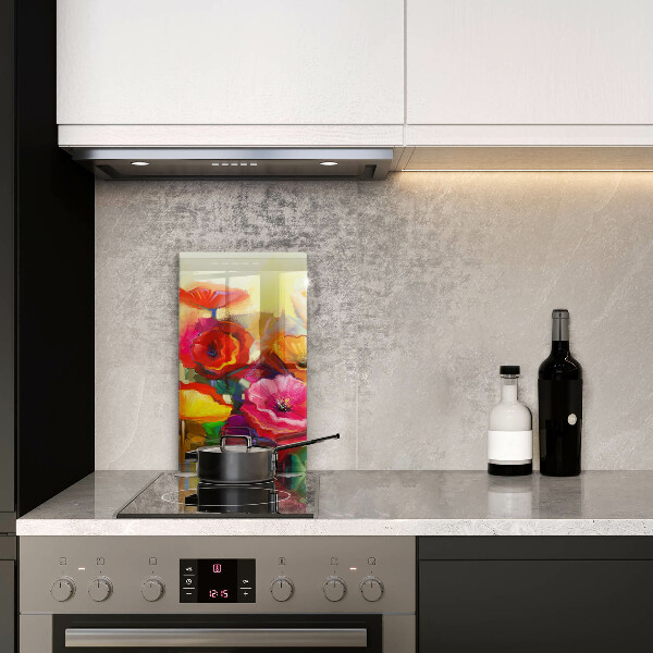Glas Ceranfeldabdeckung Bemalte bunte Blumen