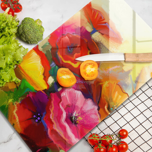 Glas Ceranfeldabdeckung Bemalte bunte Blumen