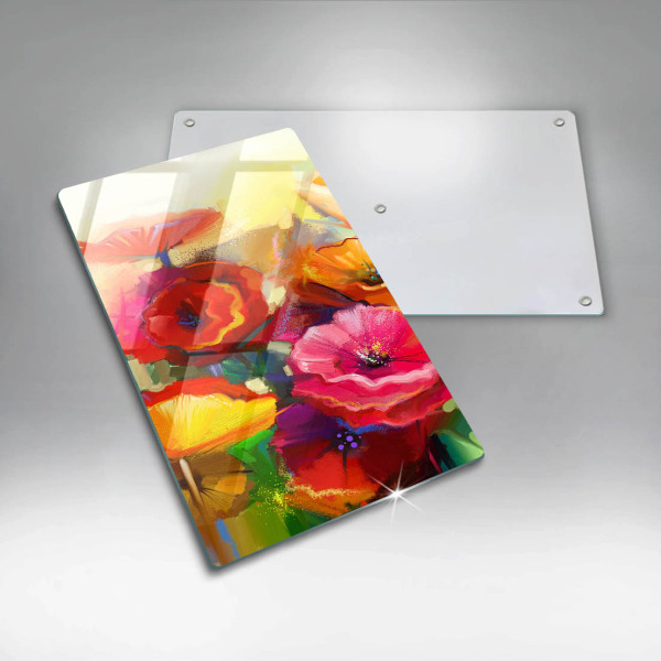 Glas Ceranfeldabdeckung Bemalte bunte Blumen