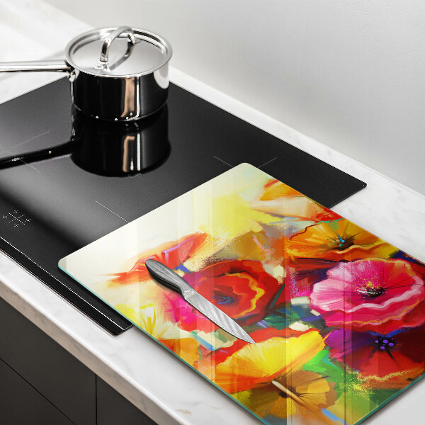 Glas Ceranfeldabdeckung Bemalte bunte Blumen