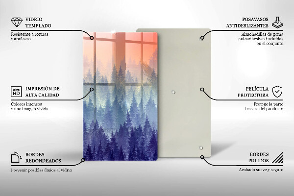 Glas Ceranfeldabdeckung Wald bei Sonnenuntergang