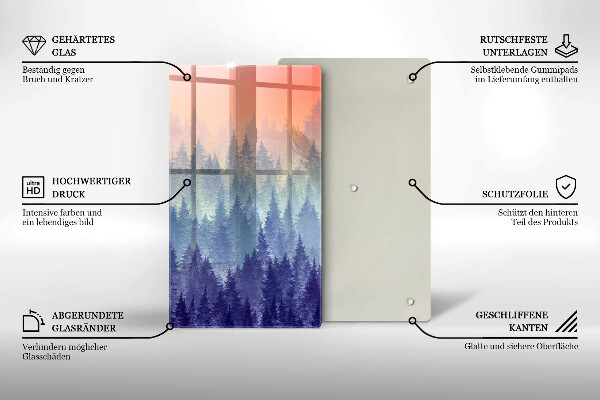 Glas Ceranfeldabdeckung Wald bei Sonnenuntergang