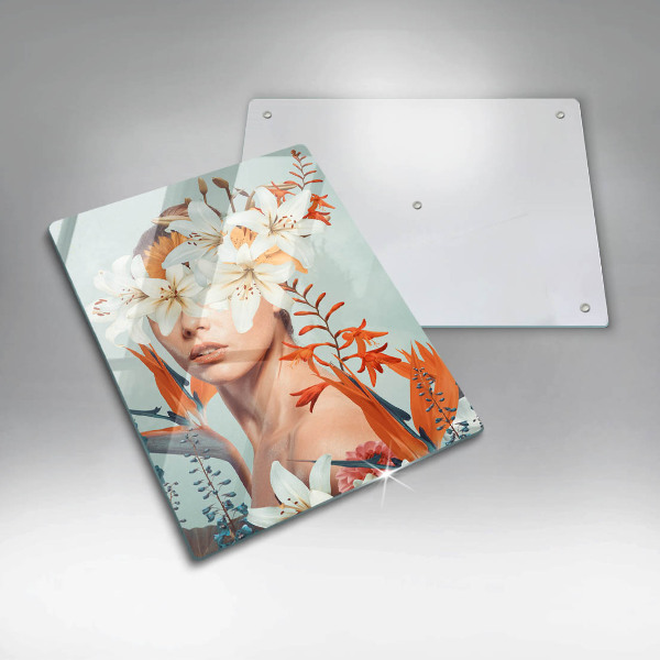 Glas Ceranfeldabdeckung Frau in Blumen