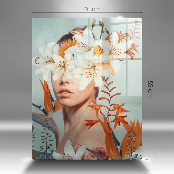 Glas Ceranfeldabdeckung Frau in Blumen