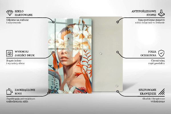 Glas Ceranfeldabdeckung Frau in Blumen