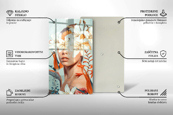 Glas Ceranfeldabdeckung Frau in Blumen