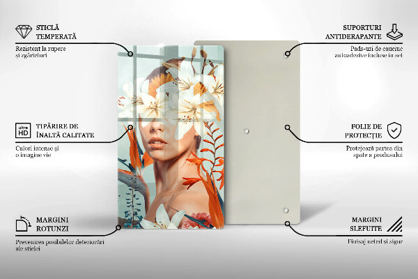 Glas Ceranfeldabdeckung Frau in Blumen